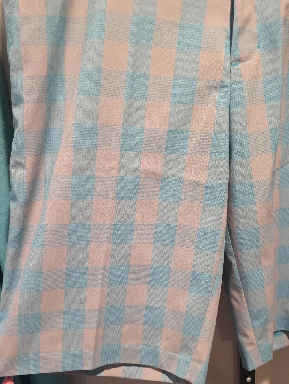(J44) adidas Light Blue Plaid Flat Front Men's Shorts
